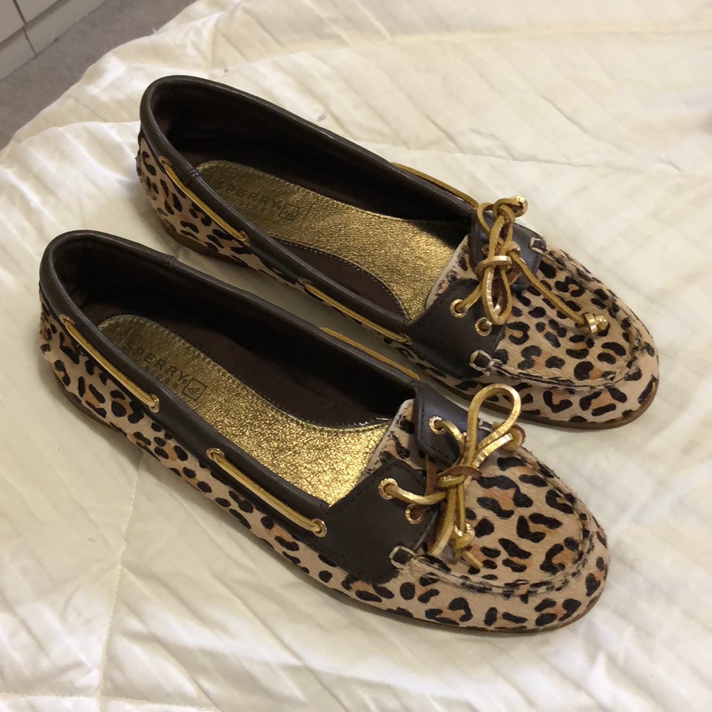 Sperry leopard print boat shoes